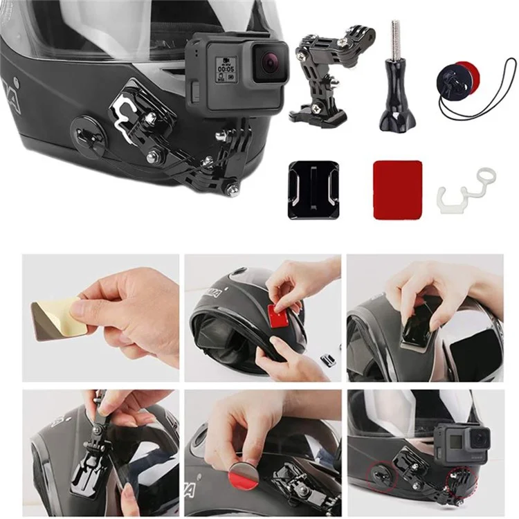 Para GoPro Hero 9 / 10 / 11 / 12 Motorcycle Bicycle Helmet Mount Kit, Conjunto de 34 Peças Compatível com Sjcam, Xiaoyi, DJI