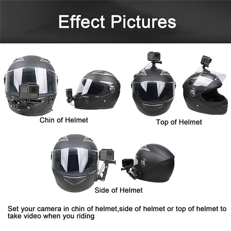Para GoPro Hero 9 / 10 / 11 / 12 Motorcycle Bicycle Helmet Mount Kit, Conjunto de 34 Peças Compatível com Sjcam, Xiaoyi, DJI