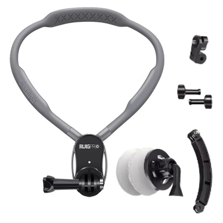 Ruigpro Para GoPro / Insta360 / Soporte de Montaje en Cuello de Cámara DJI + Correa Anti-shake + Brazo de Extensión + Soporte de Teléfono Magnético