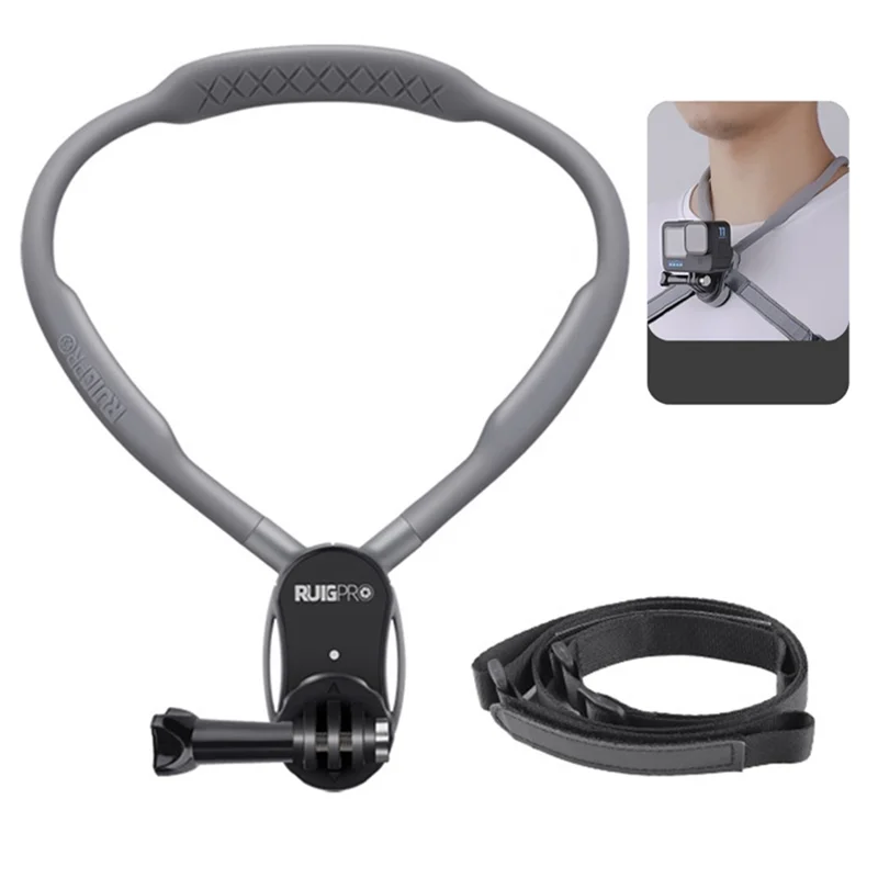 RUIGPRO For GoPro / Insta360 / DJI Action Camera Magnetic Neck Mount Bracket + Anti-shake Rope
