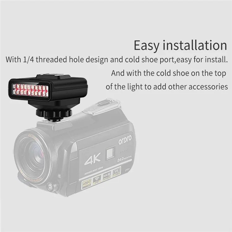 ORDRO LN-3 Video Camera IR Night Vision Light for Camcorder DSLR Photography