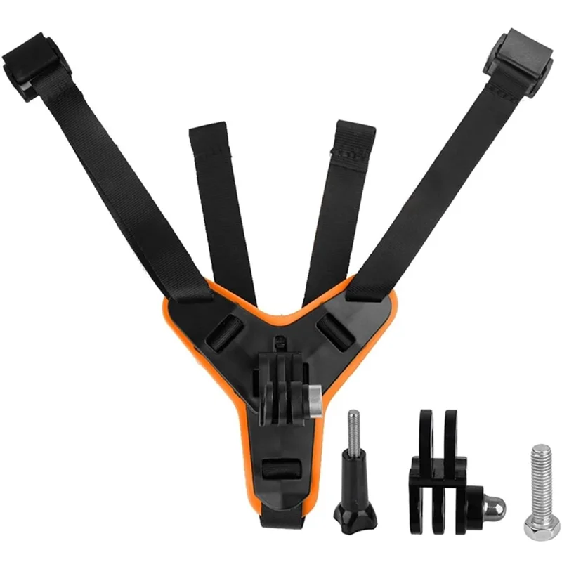 4-in-1 Motorcycle Helmet Chin Strap Mount Compatible with GoPro Insta 360 Session - Orange