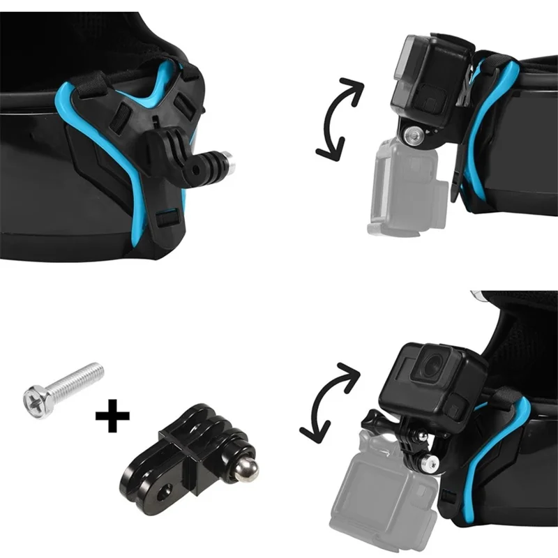 4-in-1 Motorcycle Helmet Chin Strap Mount Compatible with GoPro Insta 360 Session - Orange