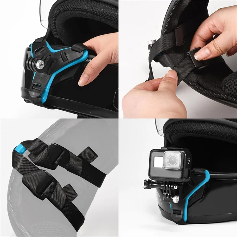 4-in-1 Motorcycle Helmet Chin Strap Mount Compatible with GoPro Insta 360 Session - Orange