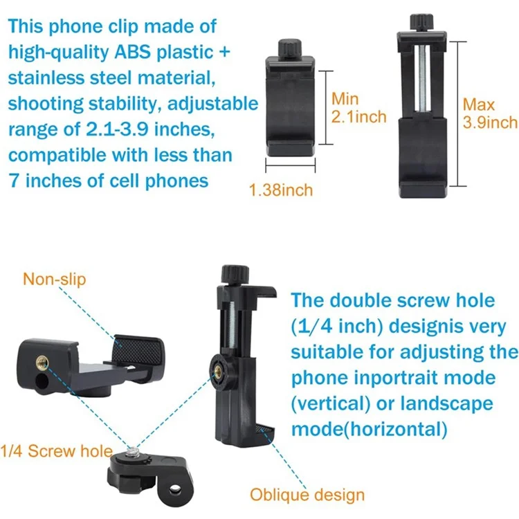 Suporte de Cabeça Universal para Câmera com Peito Montagem de Plástico + Liga + Nylon Clipe de Telefone Titular Suporte