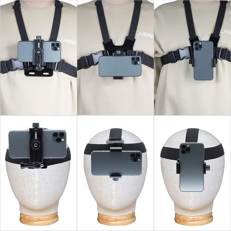Suporte de Cabeça Universal para Câmera com Peito Montagem de Plástico + Liga + Nylon Clipe de Telefone Titular Suporte