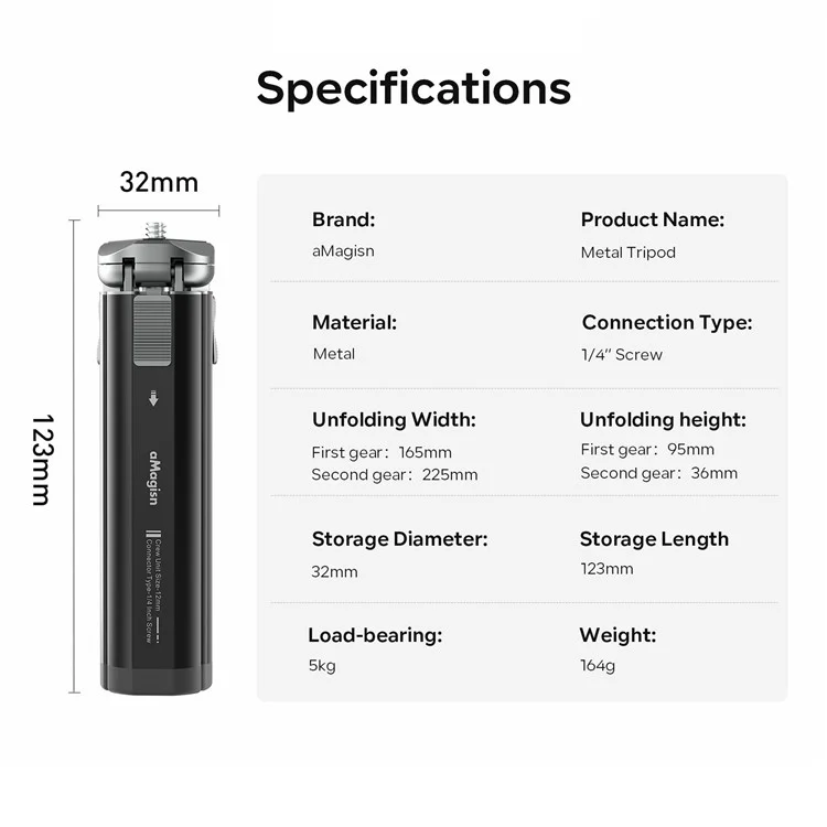 AMAGISN Camera Tripod Metal Camera Mount Camera Accessories for Ourdoors Video Recording