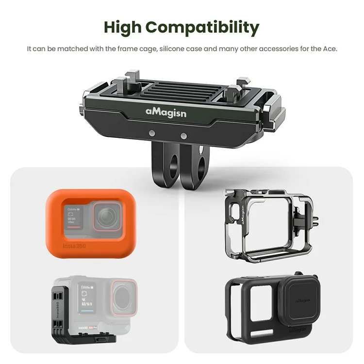 AMAGISN For Insta360 Ace Pro / Ace Action Camera Metal Magnetic Quick Release Adapter with Top Plate