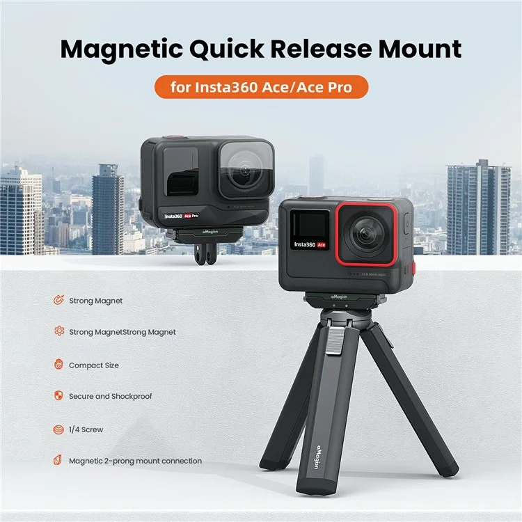 AMAGISN For Insta360 Ace Pro / Ace Action Camera Metal Magnetic Quick Release Adapter with Top Plate