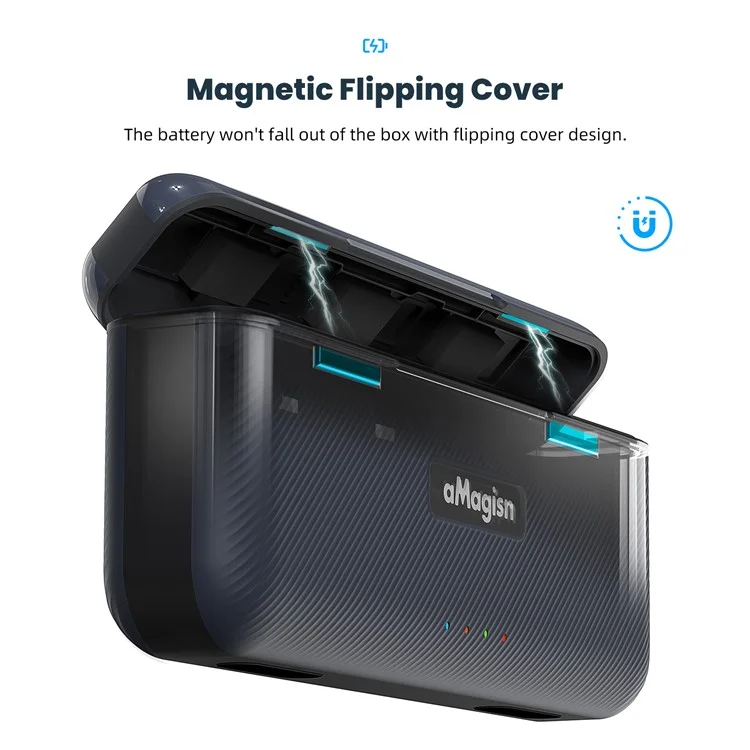 AMAGISN For DJI Osmo Action 4 / 3 Battery Charger Box Action Camera Battery Fast Charging Case (without Batteries)