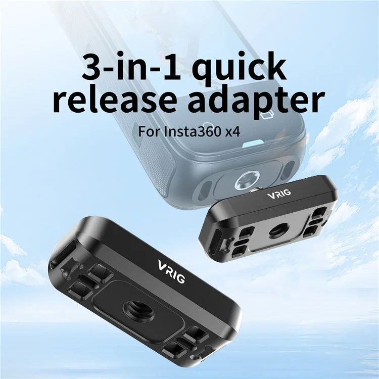 VRIG Pour Adaptateur de Base en Métal Insta360 X4 Camera Connecteur avec ACE+1 / 4 Inch+Pour Interfaces DJI-AC 3-In-1