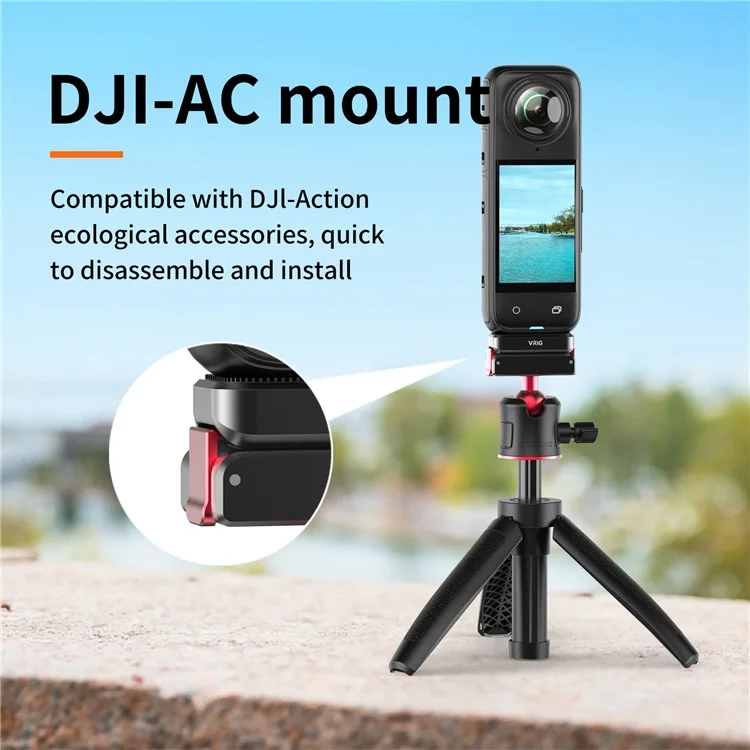 VRIG Pour Adaptateur de Base en Métal Insta360 X4 Camera Connecteur avec ACE+1 / 4 Inch+Pour Interfaces DJI-AC 3-In-1
