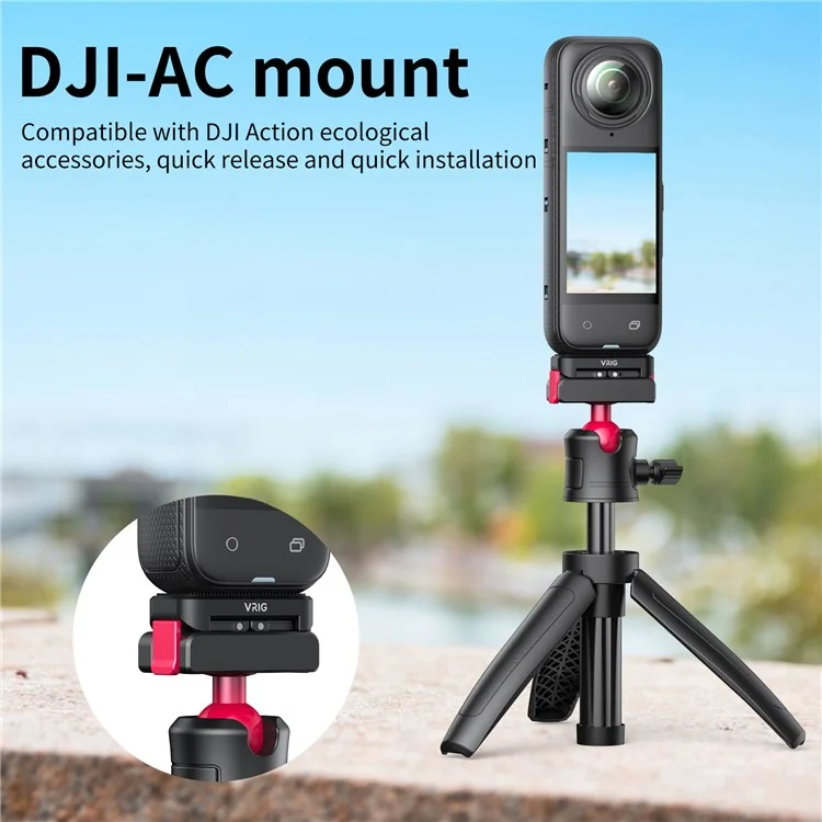 Adaptateur à dégagement rapide magnétique en alliage d'aluminium VRIG pour la caméra d'action Insta360 X4