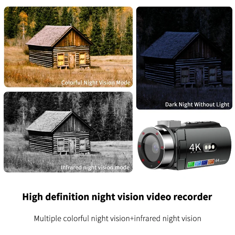 D9 Wi-Fi Digital Camera 8G Night Vision Wireless Noise Reduction 4K Resolution 64MP Max - Black