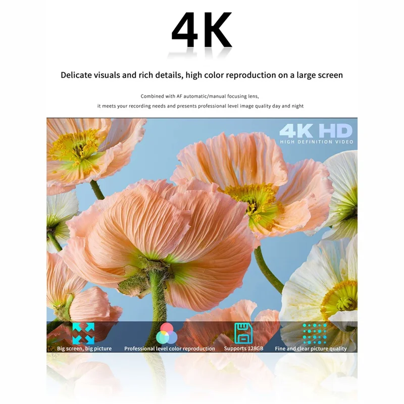 D9 Wi-Fi Digital Camera 8G Night Vision Wireless Noise Reduction 4K Resolution 64MP Max - Black