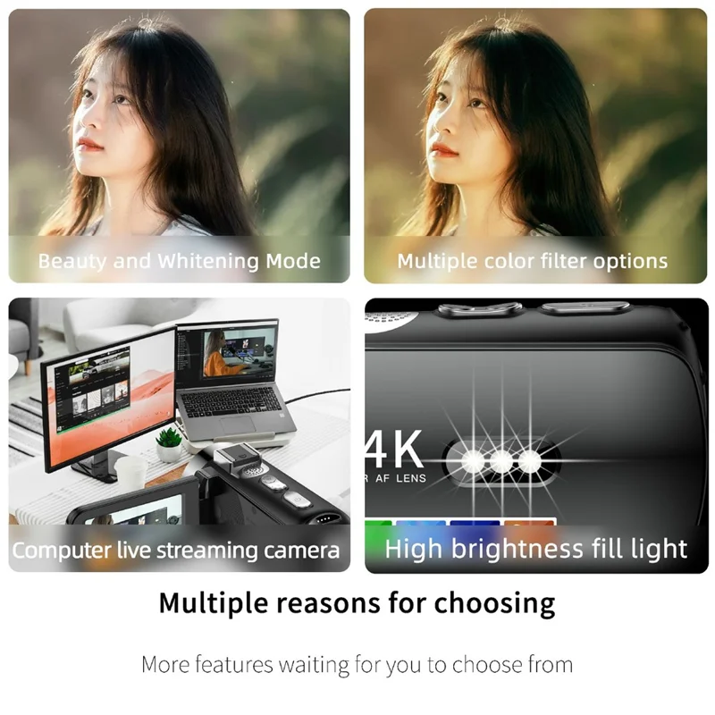 D9 WiFi Digital Camcorder 3 Inch IPS Screen Night Vision 4K Vlog Camera with 128GB Memory Card - Black