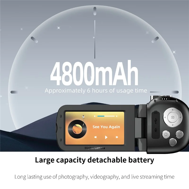D9 WiFi Digital Camcorder 3 Inch IPS Screen Night Vision 4K Vlog Camera with 128GB Memory Card - Black