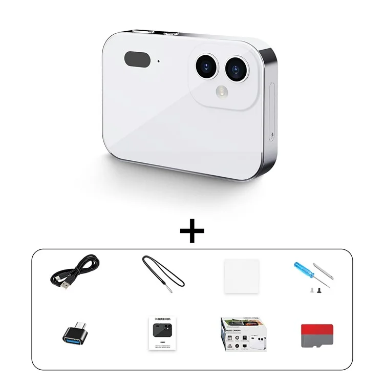 D6 3 Lens CCD Camera 4K Digital Camcorder Touchscreen Card Camera with 128GB Memory Card - Gold