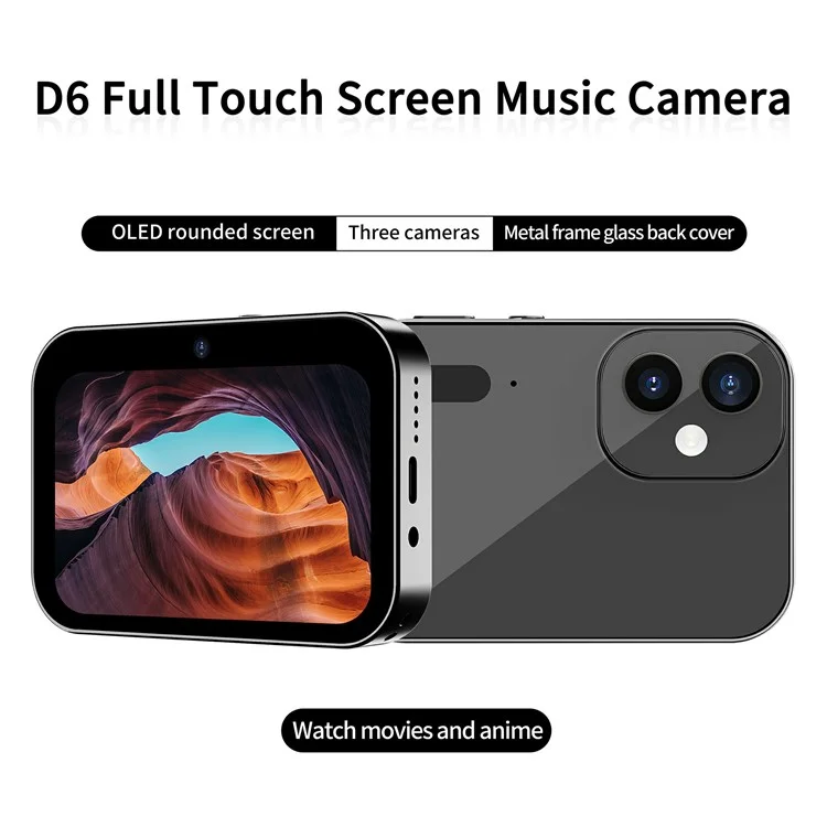 D6 3 Lens CCD Camera 4K Digital Camcorder Touchscreen Card Camera with 128GB Memory Card - Gold