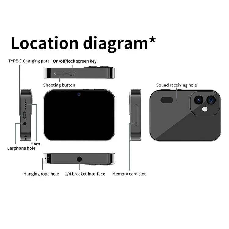 D6 3 Lens CCD Camera 4K Digital Camcorder Touchscreen Card Camera with 128GB Memory Card - Gold