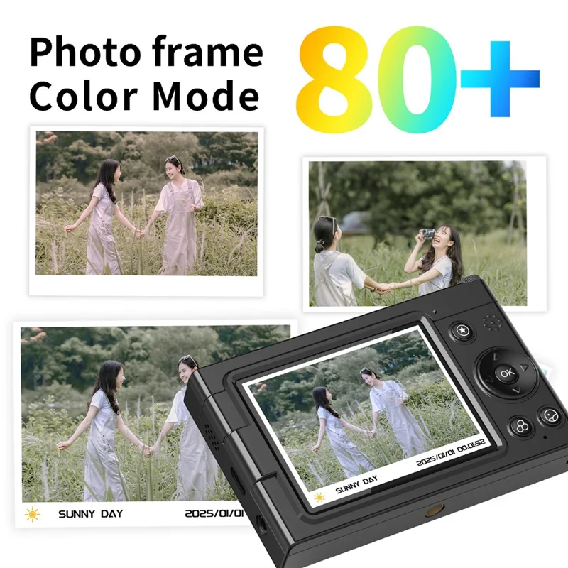 D7 Student Digital Camera 64MP HD CCD WiFi 4K Video Recorder Card Camera with 128GB Memory Card - Black