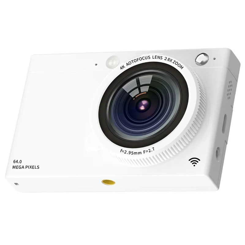 D7 Student Digital Camera 64MP HD CCD WiFi 4K Video Recorder Card Camera with 128GB Memory Card - White