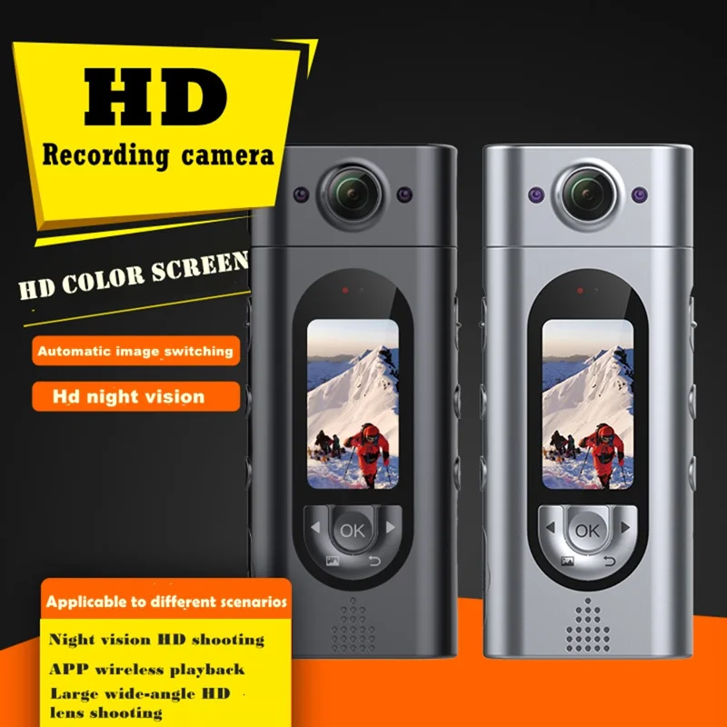 LK2313 Outdoor Sports Radsport WiFi-Kamera mit 180 Grad drehbarem Objektiv, IP65 wasserdicht, HD-Actionkamera mit Rückclip - Schwarz
