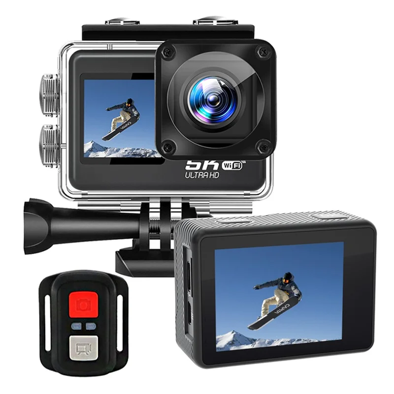F303AATR 5K Ultra HD Dual Screen Sports Camera EIS Mini Dash Cam with Waterproof Case
