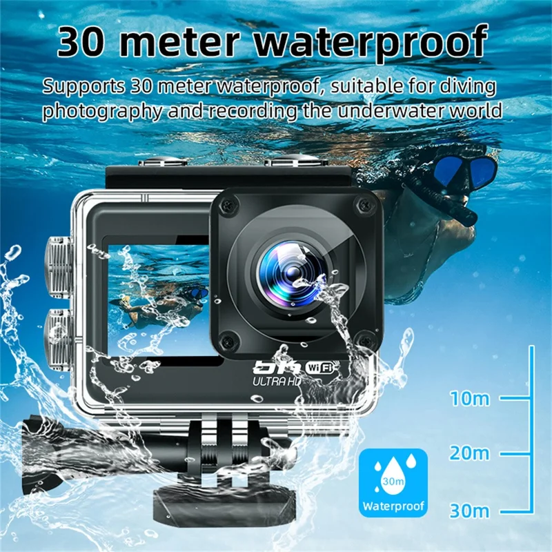 F303AATR 5K Ultra HD Dual Screen Sports Camera EIS Mini Dash Cam with Waterproof Case