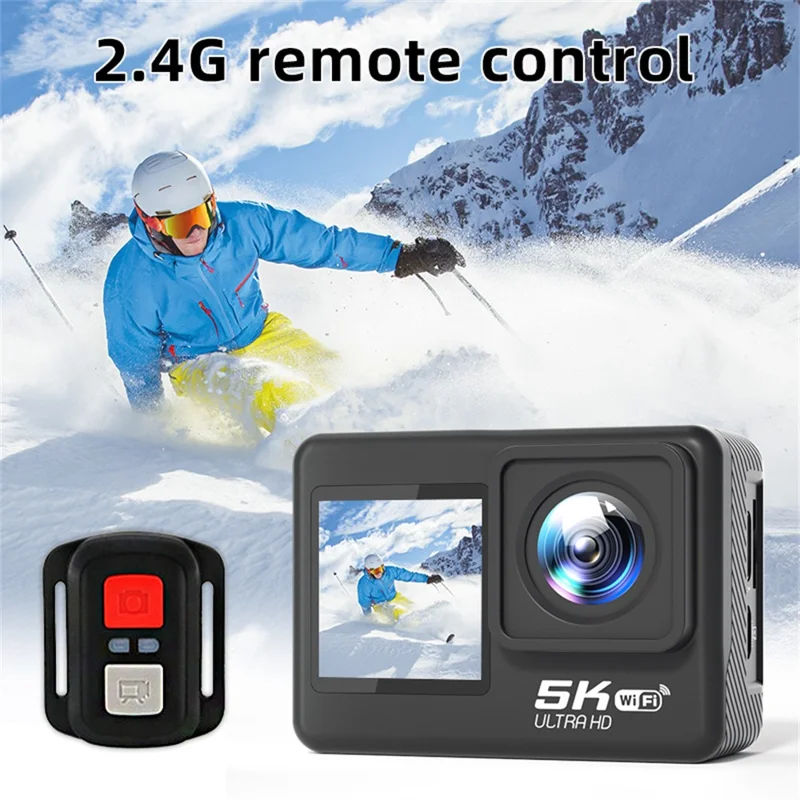 F303AATR 5K Ultra HD Dual Screen Sports Camera EIS Mini Dash Cam with Waterproof Case