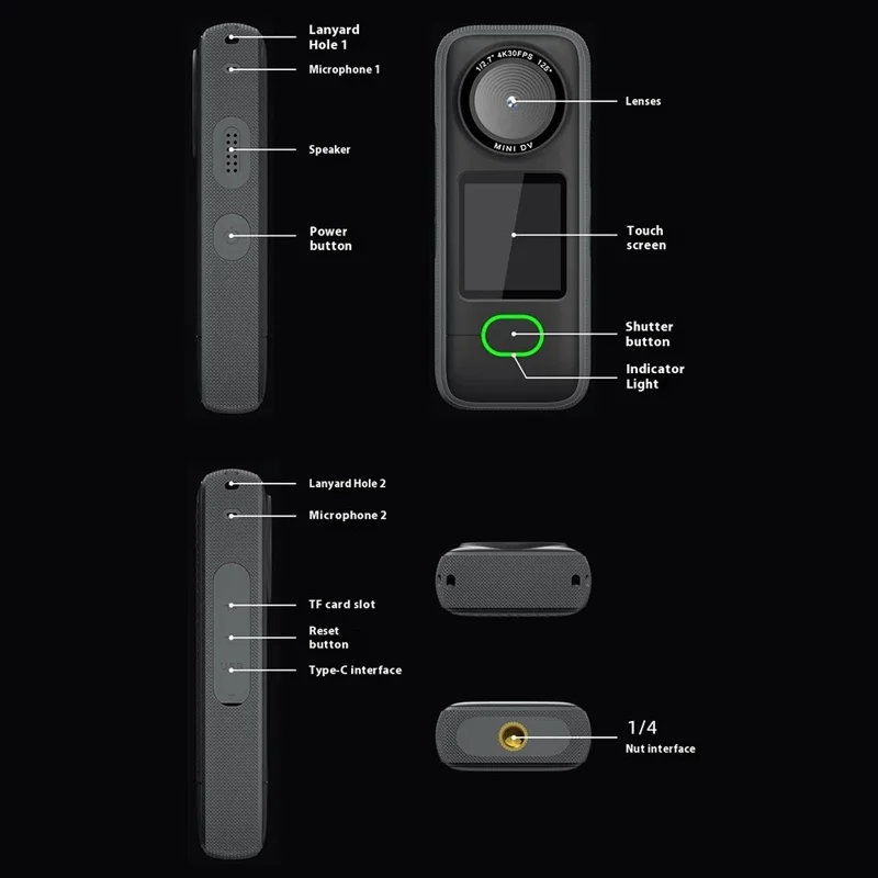 F3 1.4 Inch Touch Screen Portable 4K Action Camera IPX6 Waterproof Mini DV Sports Camera, with 32GB Card