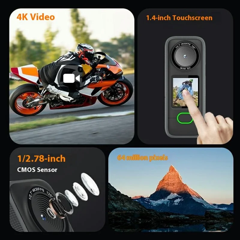 F3 1.4 Inch Touch Screen Portable 4K Action Camera IPX6 Waterproof Mini DV Sports Camera, with 32GB Card