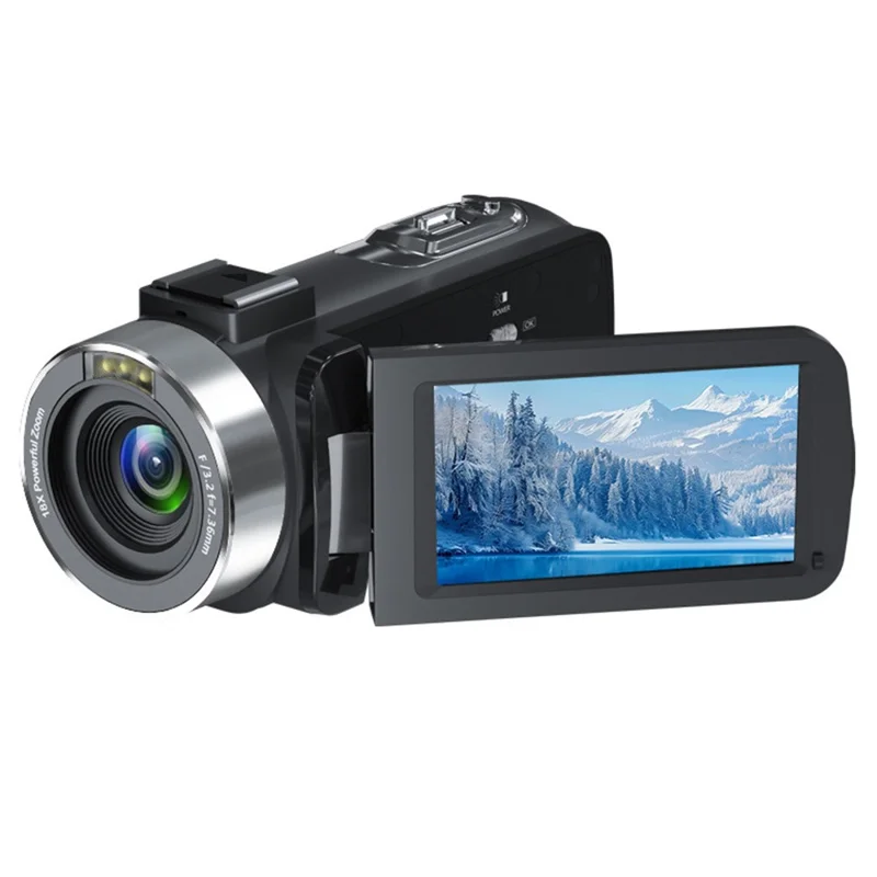 Handhållen DV 4K Ultra 80 MP digital kamera med 32 GB TF-kort / 2 batterier för utomhusresor 18X digital zoom 3,0 tum IPS-skärm camcorder