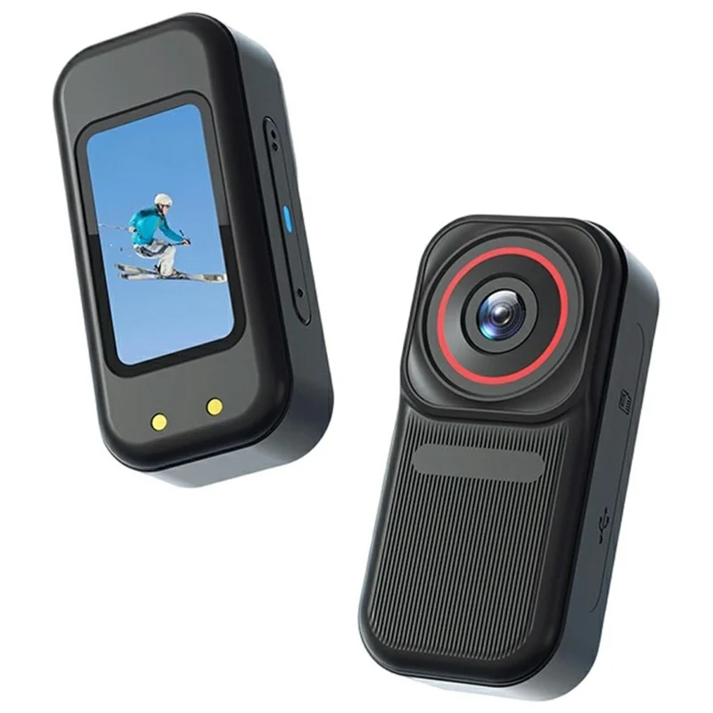 FF006 1,47-Zoll-HD-Bildschirm-Daumenkamera mit magnetischer Ladetasche, First-Person-View-Vlogging-Minikamera - Schwarz