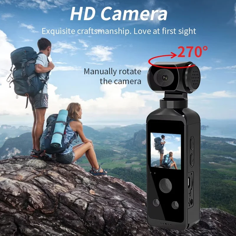 850H 4K Sports Digital Camera with 270 Degree Rotating Lens Action Cam EIS Anti Shake HD Handheld Camcorder - Black