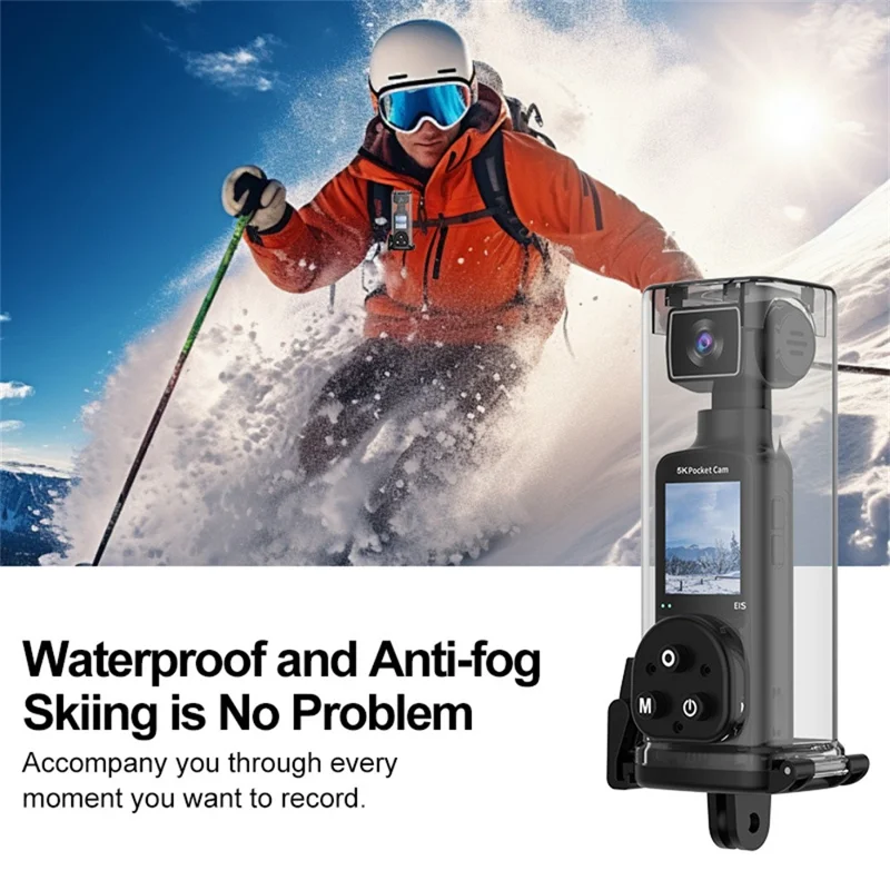 K1 5K Action Camera with Waterproof Case, EIS Stabilization WiFi 1.3" LCD Waterproof Sports Cam - Black