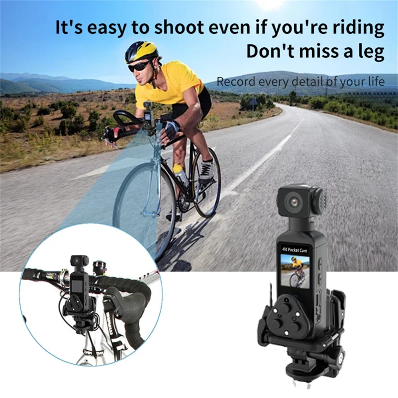 K2 Action Camera 4K Pocket Camera WiFi HD Sports Camera 270 Degree Manual Rotation Cam - Black