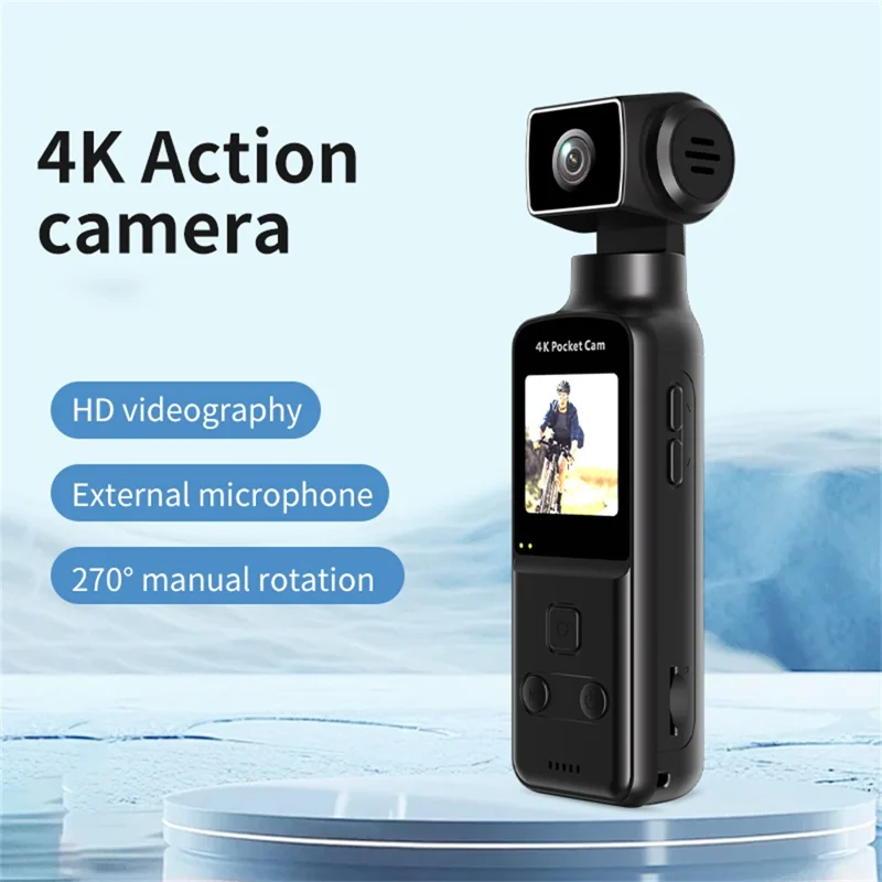 K2 Action Camera 4K Pocket Camera WiFi HD Sports Camera 270 Degree Manual Rotation Cam - Black