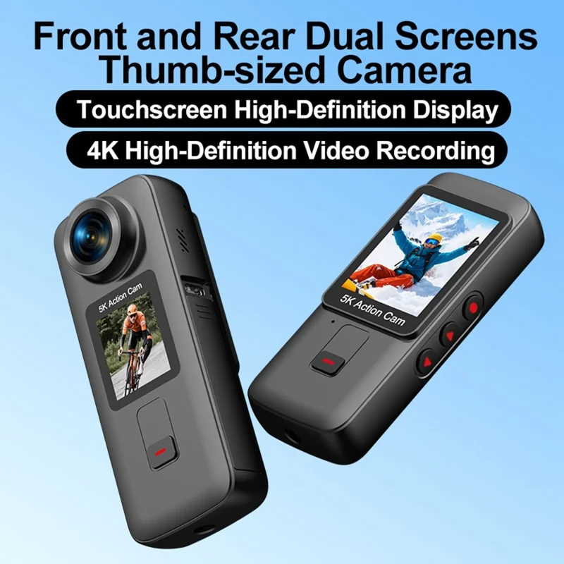 K8 5K 30m Underwater Waterproof Action Camera WiFi Dual Screen Remote Control Camera for Diving Cycling Vlog - Black