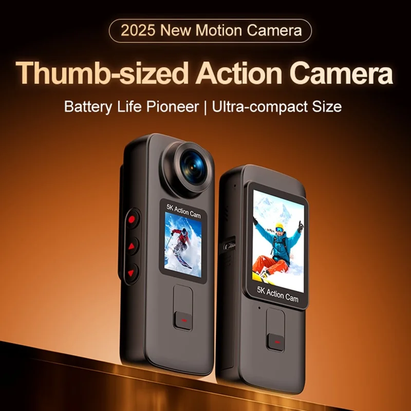 K8 5K 30m Underwater Waterproof Action Camera WiFi Dual Screen Remote Control Camera for Diving Cycling Vlog - Black