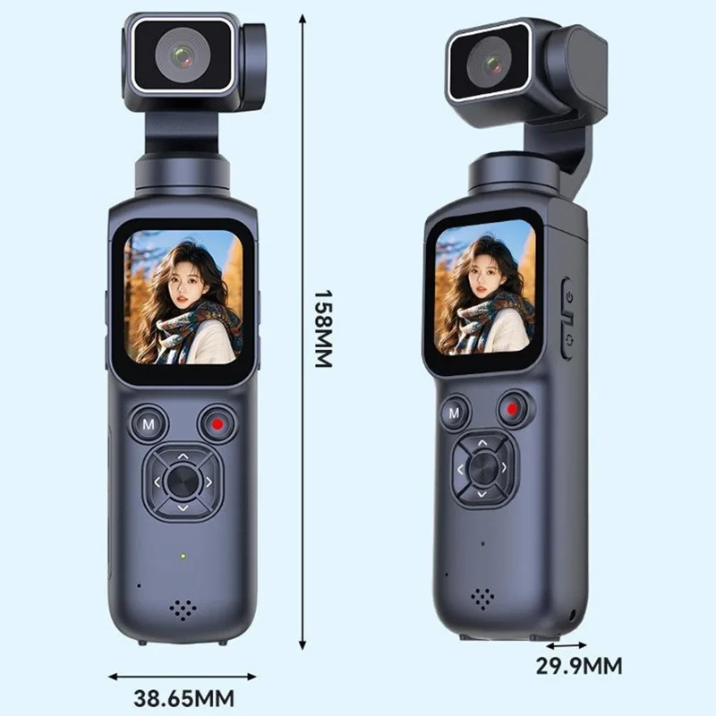 HJD-05 1.72 inch 4K Pocket Sports Camera Vlog Handheld Digital Gimbal Camera - Black