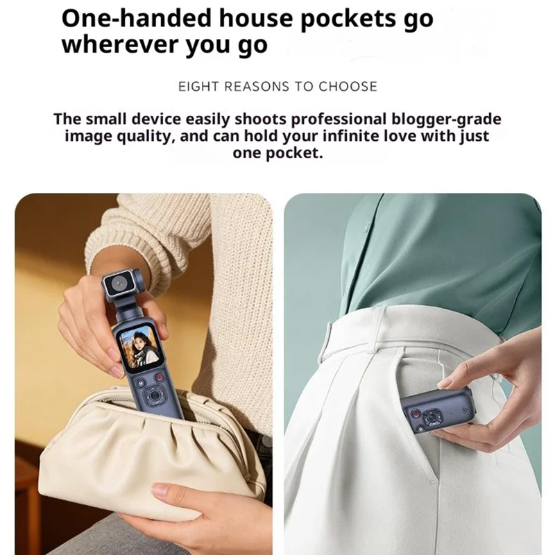 HJD-05 1.72 inch 4K Pocket Sports Camera Vlog Handheld Digital Gimbal Camera - Black