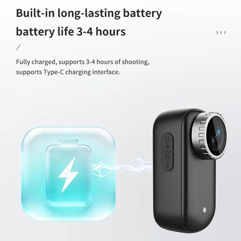 T8 2K Mini Thumb Camera Wide Angle Magnetic IP67 Waterproof Portable Action Camera for Cycling Sports - Black