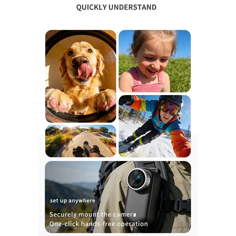T8 2K Mini Thumb Camera Wide Angle Magnetic IP67 Waterproof Portable Action Camera for Cycling Sports - Black