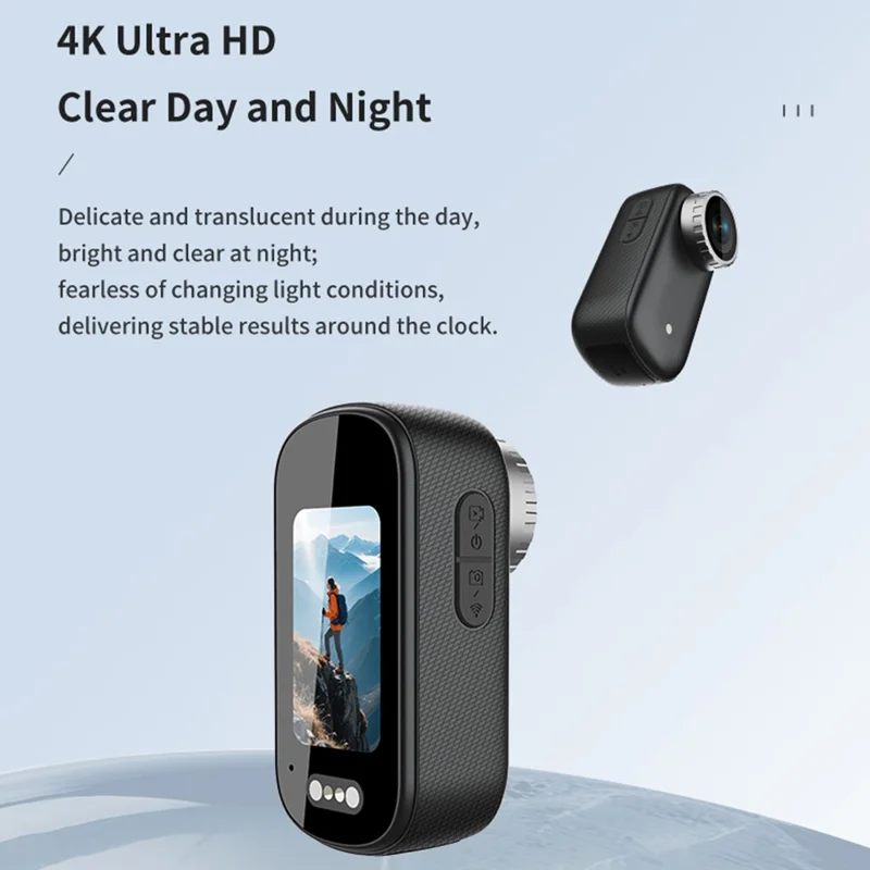 T8 2K Mini Thumb Camera Wide Angle Magnetic IP67 Waterproof Portable Action Camera for Cycling Sports - Black