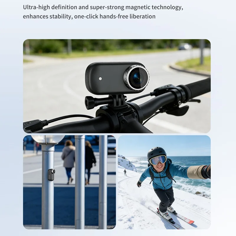 T8 2K Mini Thumb Camera Wide Angle Magnetic IP67 Waterproof Portable Action Camera for Cycling Sports - Black