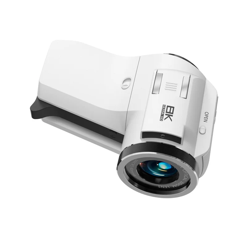 CD-V02 8K Video Camera 3.0 inch Flip Screen Camcorder 8X Optical Zoom Vlog Camera with WiFi for Travel (Standard Version) - White