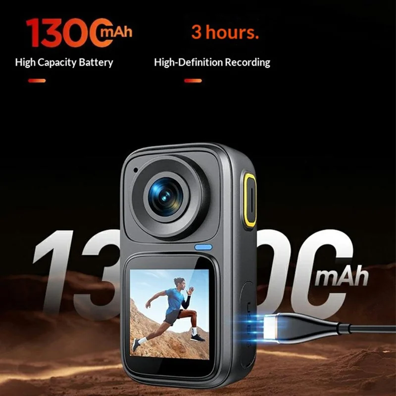 M26 4K Action Camera Dual Screen 30m Waterproof 6-Axis Stabilization for Cycling Swimming - Black