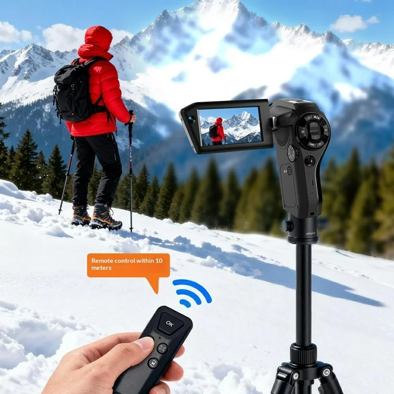CD-V03 8K Vlogging Camera 270 Degree Flip Screen 16X Digital Zoom WiFi Handheld Camcorder for Travel - Black