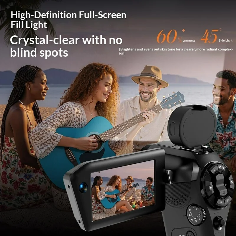 CD-V03 8K Vlogging Camera 270 Degree Flip Screen 16X Digital Zoom WiFi Handheld Camcorder for Travel - Black